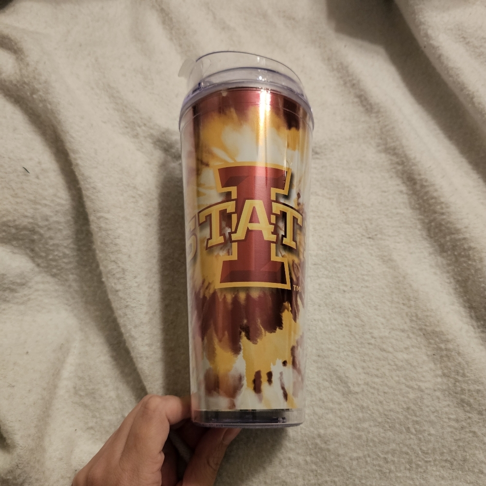 Iowa State Cyclones Metallic Tye Dye 24Oz Acrylic Tumbler W/Hinged Lid And Straw